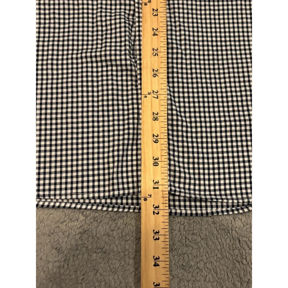 Banana Republic Mens XL Navy Blue Check Oxford Untucked Fit Long Sleeve Shirt
